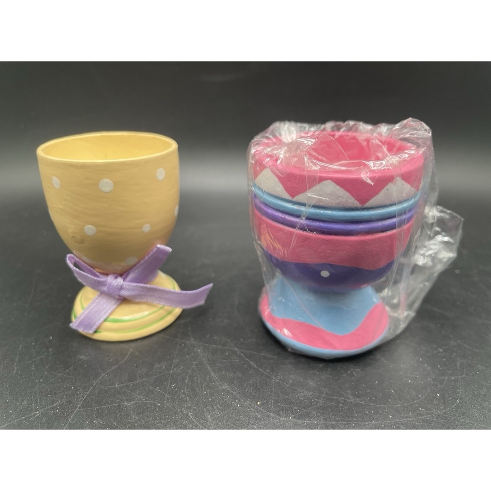 Set Of Two Vintage Easter Egg Cups‎ Yellow Silvestre